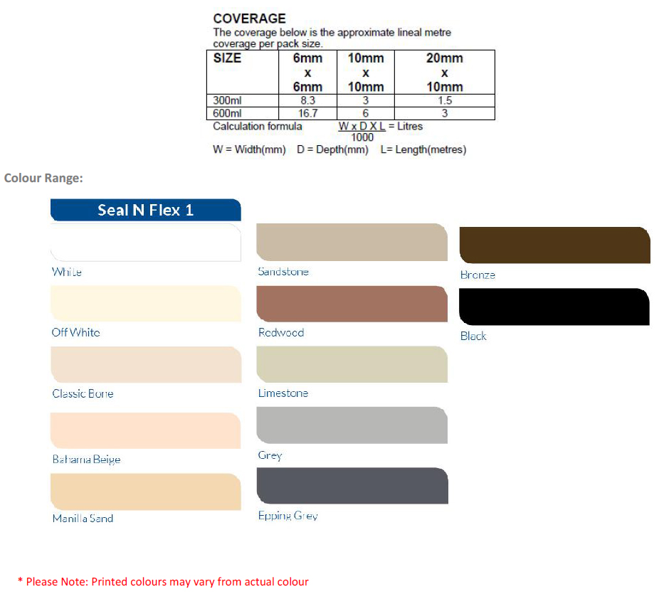 Sikaflex Pro Colour Chart