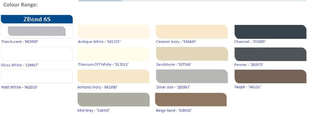 Dow Corning 791 Color Chart